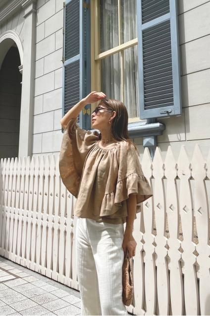 LALALEI LINEN BLOUSE Beigeʺθ꾦ʡ