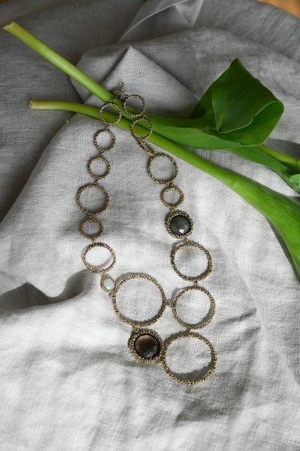 Ｃontamination Necklace(ネックレス）[CL 5466 OBR Q.Smoky/Labradrite/Newjade