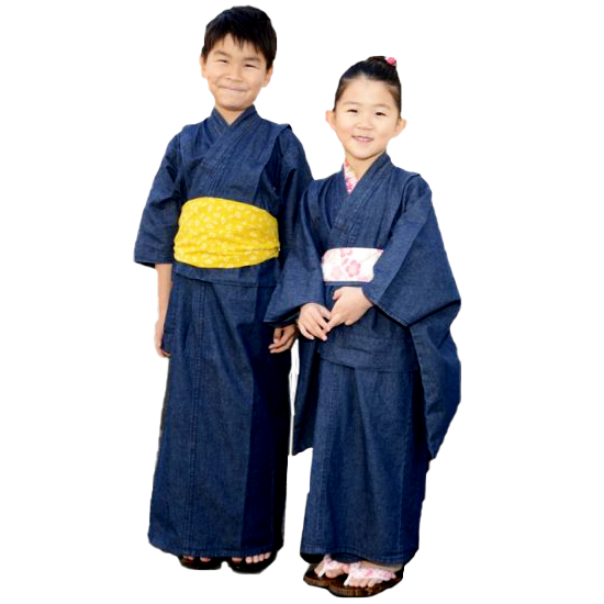 デニム着物・キッズ インディゴ（濃紺） 120・130 - 大正13年