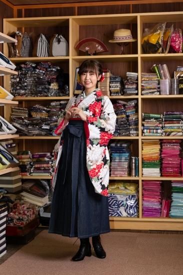 田巻屋企画オリジナル商品】デニム袴 レディース 濃紺 S,M,L - 大正13