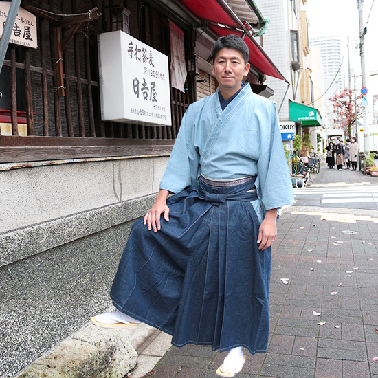 【田巻屋企画オリジナル商品】デニム馬乗り袴 紺 S,M,L メンズ - 大正13年創業・田巻屋 オフィシャルオンラインショップ