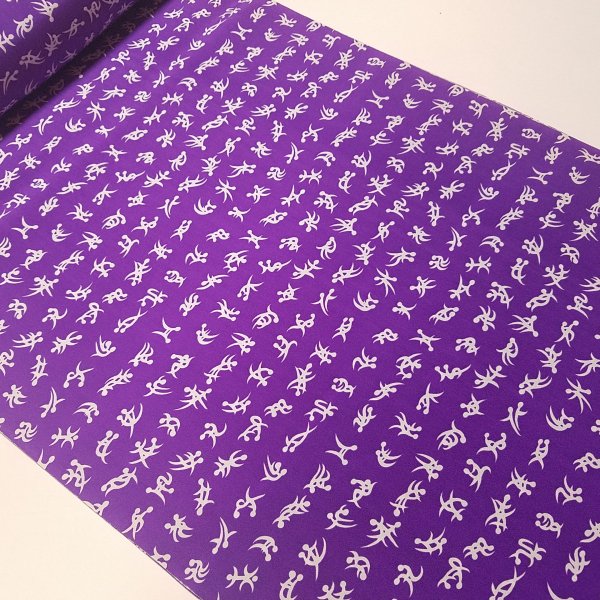 長襦袢地　反物　扇柄　紫色　正絹