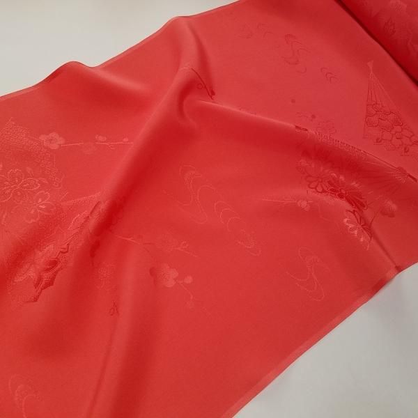 正絹長襦袢地 綸子 ピンクオレンジ 赤 - うそつき襦袢のオーダーメイド