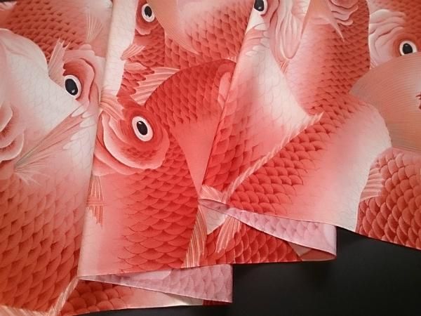 正絹長襦袢地 「岡重」 鯛 春江ちりめん - うそつき襦袢の