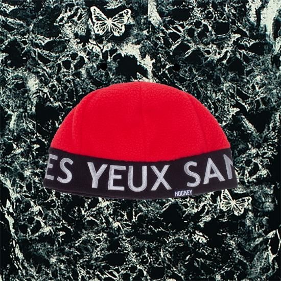 【HOCKEY】 EYES WITHOUT A FACE SHERPA BEANIE : BLACK/RED Eyes Without A Face Sherpa Beanie (Black / Red)