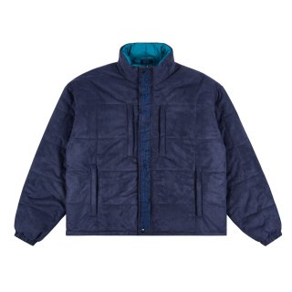 FAUX SUEDE PUFFER JACKET (NAVY)