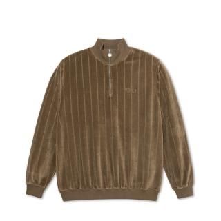 ZIP NECK SWEATSHIRT STRIPE VELOUR (BEECH)