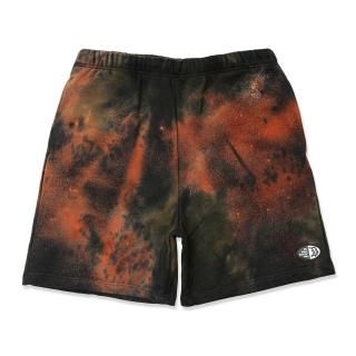 TIE DYE SWEAT SHORTS (BLACK/ORANGE)
