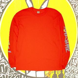 Split Stamp Long Sleeve Tee (Orange)