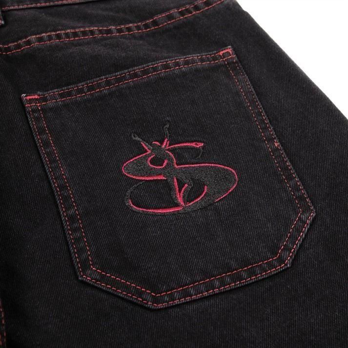 正規品Yardsale デニム Phantasy Jeans 赤刺繍 YARDSALE PHANTASY JEANS - RED | BOTTOM LINE