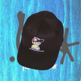 EMBROIDERED WANTO KID 6-PANEL HAT (BLACK)