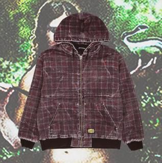Distressed Plaid KO Work Jacket (Maroon / Plaid)