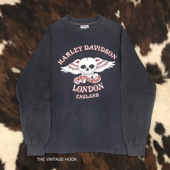 80s ハーレーダビッドソン スカル ウィング Tシャツ ヘインズ XL