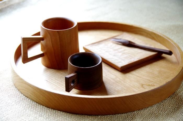 木製ラウンドトレー(30cmチェリー材)