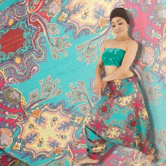 turquoise Blue ターコイズブルー沖縄　タイパンツ　オシャレパンツM turquoise Blue ターコイズブルー沖縄 タイパンツ オシャレパンツM