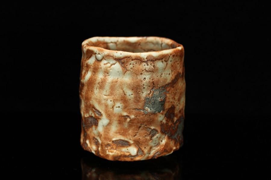 山口真人 鼠志野湯呑 [ Nezumi Shino Yunomi by Makoto Yamaguchi