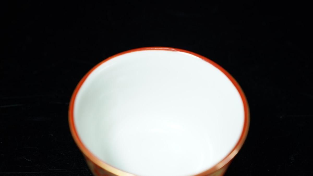 橋本明治「梅の花」額装 ● 三越シール 落款 押印 梅の花の七宝焼きです！！● 中條正康 赤地金襴手汲出碗 [Akaji Kinrande Kumidashiwan by
