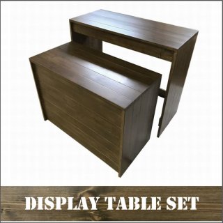木製ディスプレイテーブル_2個セット_幅100×奥行45×高さ80_オールナット（ニス仕上げ）_UN811WN