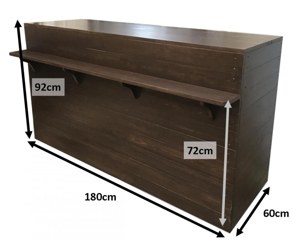 ハンドメイドレジカウンター・レジ台_幅180cm_オールナット_C018WN