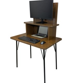 【サンプル１台限り】木製パソコンデスク・PCワーク特化モデル幅90cm_オールナット（ニス仕上げ）TS034