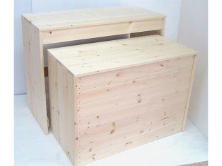 木製ディスプレイテーブル_2個セット_幅100cm×奥行45cm×高さ80cm_無塗装_UN811N