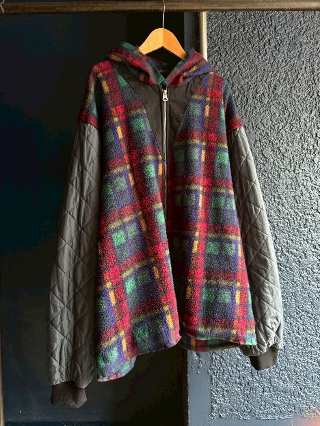 fleece & denim hoodie