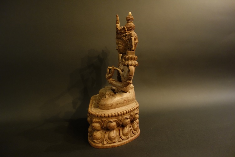 【仏像】文殊菩薩（妙吉祥菩薩）木彫り 仏像 20cm【送料無料】