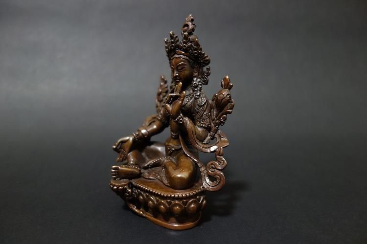 【仏像】緑多羅菩薩 (グリーンターラ) 銅製12cm【送料無料】