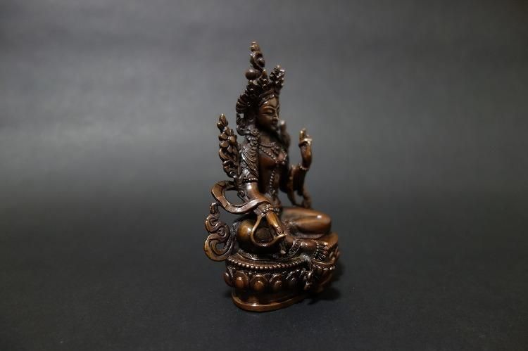 【仏像】緑多羅菩薩 (グリーンターラ) 銅製 12cm【送料無料】