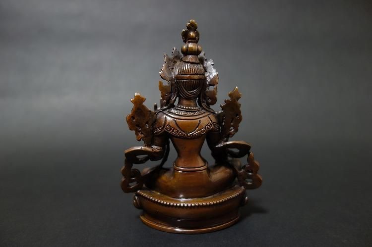 【仏像】緑多羅菩薩 (グリーンターラ) 銅製12cm【送料無料】