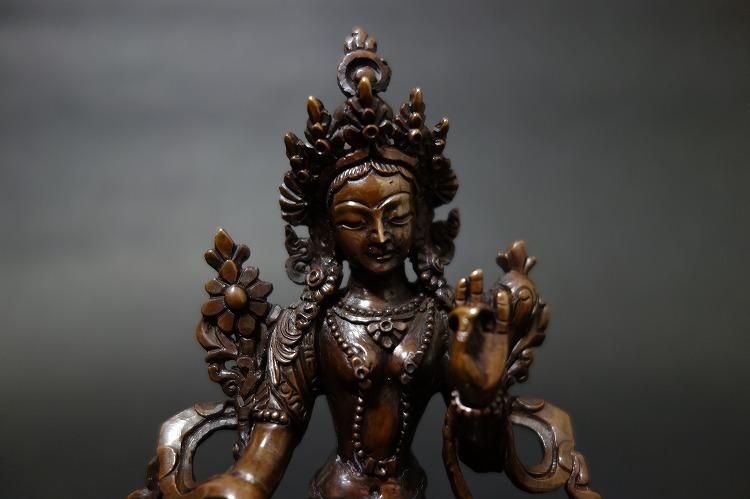 【仏像】緑多羅菩薩 (グリーンターラ) 銅製12cm【送料無料】