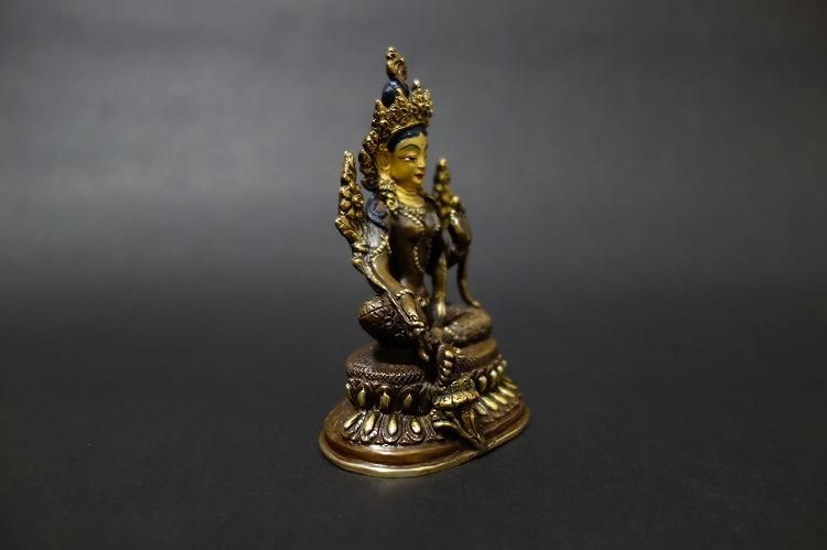 【仏像】緑多羅菩薩 (グリーンターラ) 銅製 11cm【送料無料】