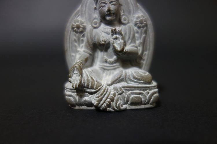 【仏像】緑多羅菩薩(グリーンターラ)石製 極小仏像 5.5cm【送料無料】