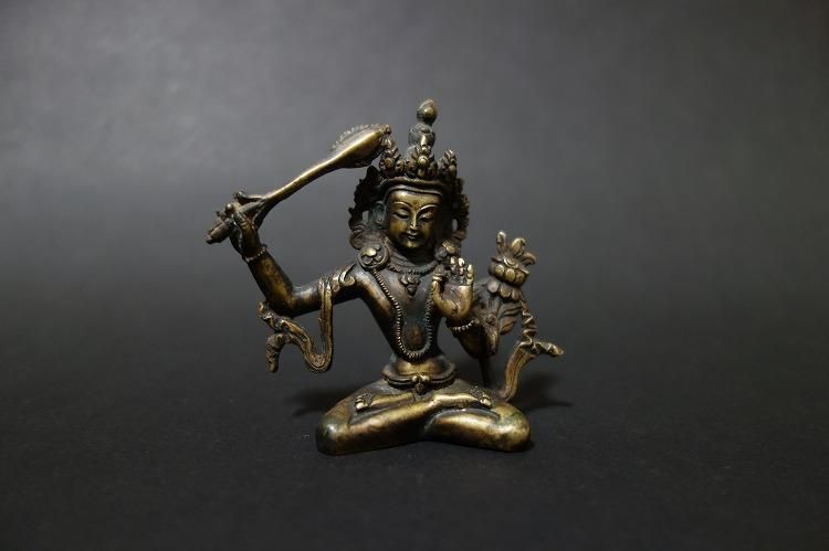 【仏像】文殊菩薩(妙吉祥菩薩) 銅(ブロンズ)製 小さな仏像 8cm【送料無料】