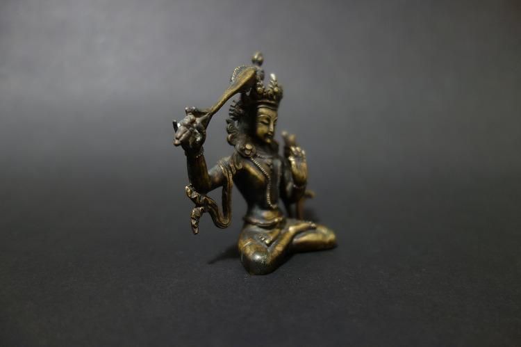 【仏像】文殊菩薩(妙吉祥菩薩) 銅(ブロンズ)製 小さな仏像 8cm【送料無料】