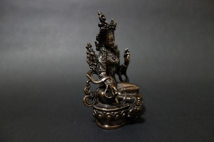 【仏像】緑多羅菩薩 (グリーンターラ) 銅製 12cm【送料無料】