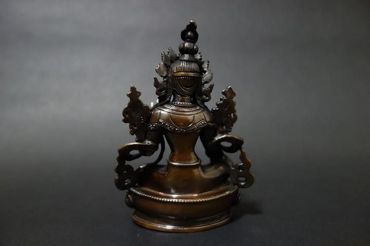 【仏像】緑多羅菩薩 (グリーンターラ) 銅製12cm【送料無料】