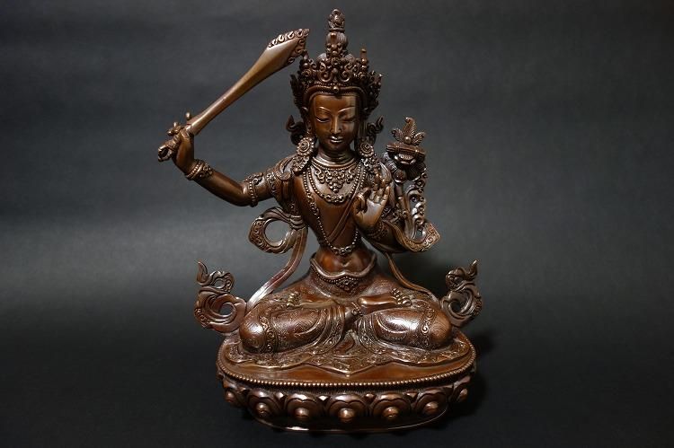 【仏像】文殊菩薩(妙吉祥菩薩) 銅製 22cm【送料無料】