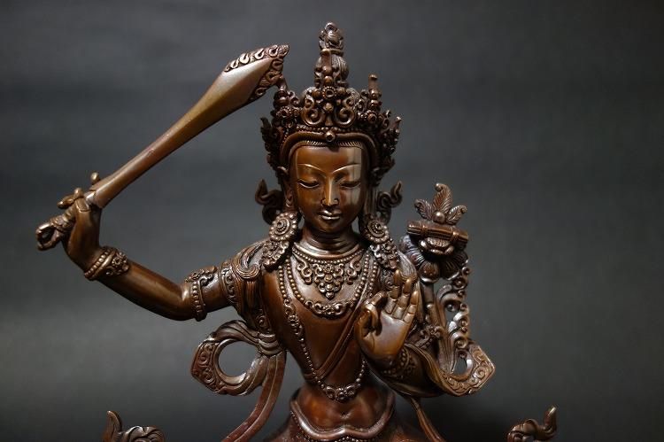 【仏像】文殊菩薩(妙吉祥菩薩) 銅製 22cm【送料無料】