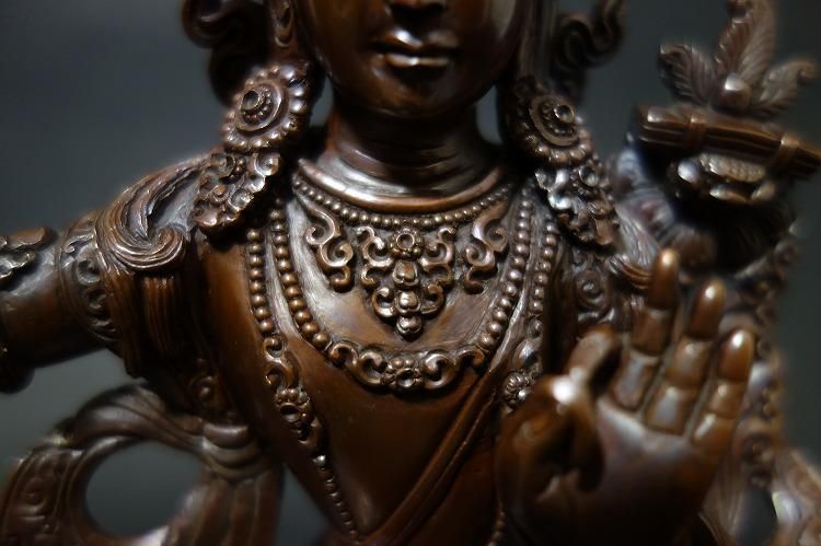 【仏像】文殊菩薩(妙吉祥菩薩) 銅製 22cm【送料無料】