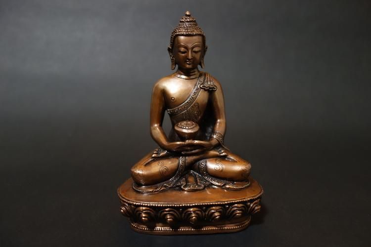 【仏像】阿弥陀如来(アミターバ・アミターユス) 彫金仕上げ 14cm【送料無料】