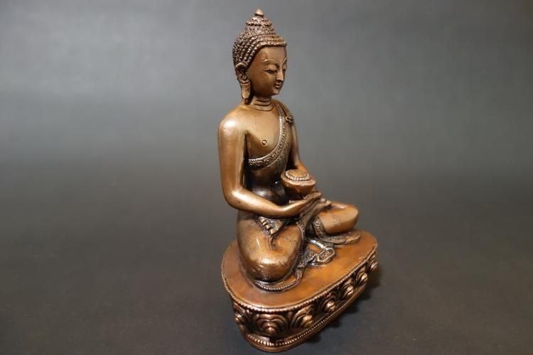 【仏像】阿弥陀如来(アミターバ・アミターユス) 彫金仕上げ 14cm【送料無料】