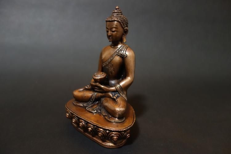 【仏像】阿弥陀如来(アミターバ・アミターユス) 彫金仕上げ 14cm【送料無料】
