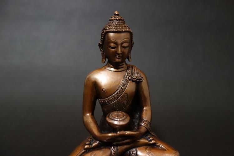 【仏像】阿弥陀如来(アミターバ・アミターユス) 彫金仕上げ 14cm【送料無料】