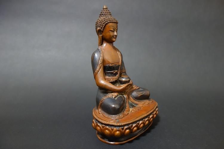 【仏像】阿弥陀如来(アミターバ・アミターユス) 銅製 15cm 【送料無料】