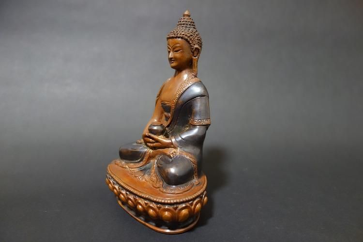 【仏像】阿弥陀如来(アミターバ・アミターユス) 銅製 15cm 【送料無料】