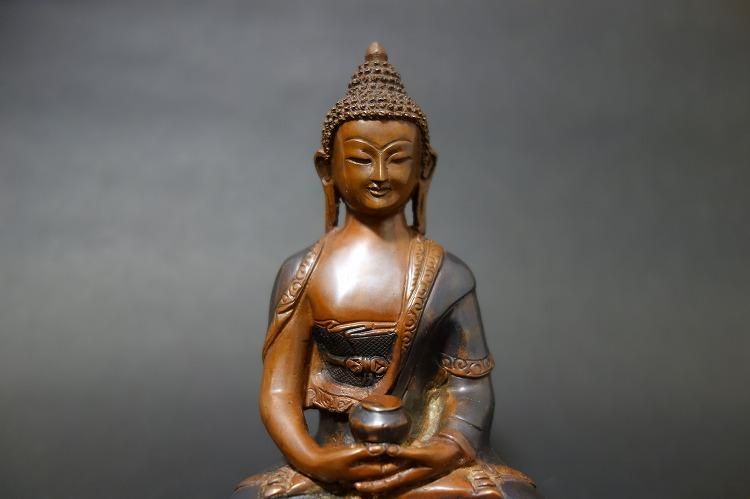 【仏像】阿弥陀如来(アミターバ・アミターユス) 銅製 15cm 【送料無料】