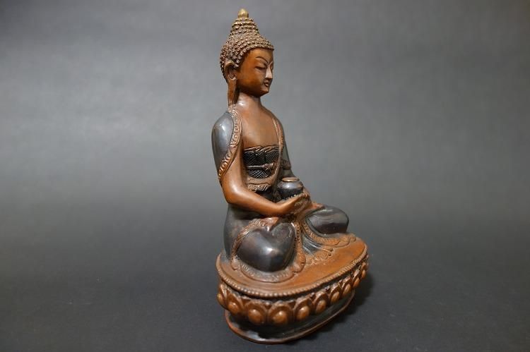 【仏像】阿弥陀如来(アミターバ・アミターユス) 銅製 15cm 【送料無料】