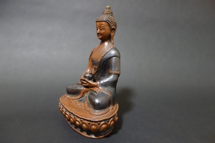 【仏像】阿弥陀如来(アミターバ・アミターユス) 銅製 15cm 【送料無料】