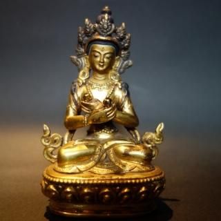 大日如来 - 合金製 古美金仕上げ 総高15.5cm 高岡銅器